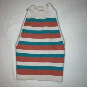 Aritzia Babaton Multicolor Ribbed Knit Top Stretch Comfort Fitting Cropped Cute